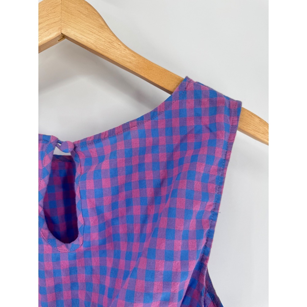 Charlie Holiday Elena Gingham Crop Top Women Est Sz XS Pink Blue Sleeveless - Picture 10 of 14
